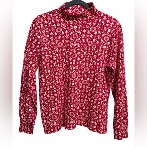 Lands' End Red and White Festive Top